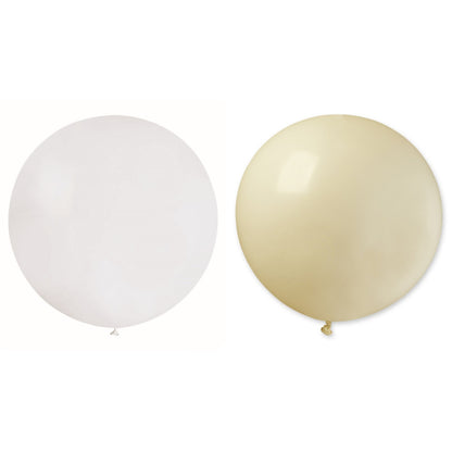 Set 2 Baloane din Latex, Model Party Jumbo, 90 cm, Alb si Bej, 35 g