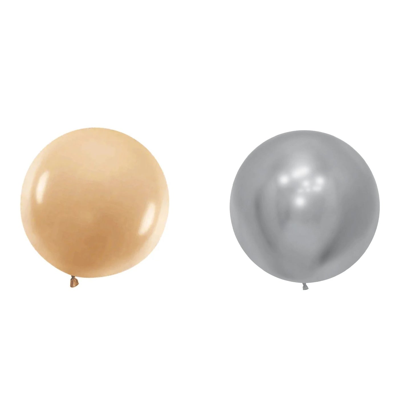 Set 2 Baloane din Latex, Model Party Jumbo, 90 cm, Auriu Argintiu, 35 g