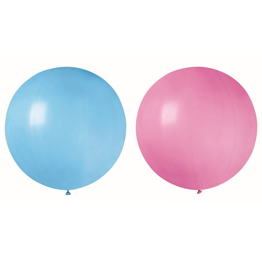 Set 2 Baloane din Latex, Model Party Jumbo, 90 cm, Roz si Bleu, 35 g