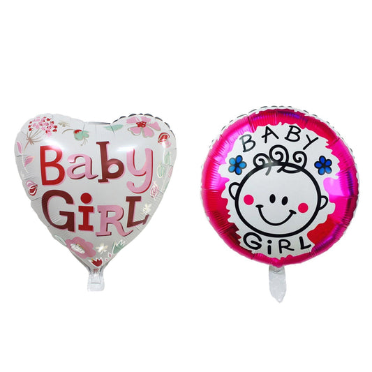 Set 2 Baloane din Folie Metalizata, Figurine Inima si Cerc, Tema Botez Fetita, 45 cm, Ambalaj Individual, Pai Inclus, Umflare cu Aer sau Heliu, Roz