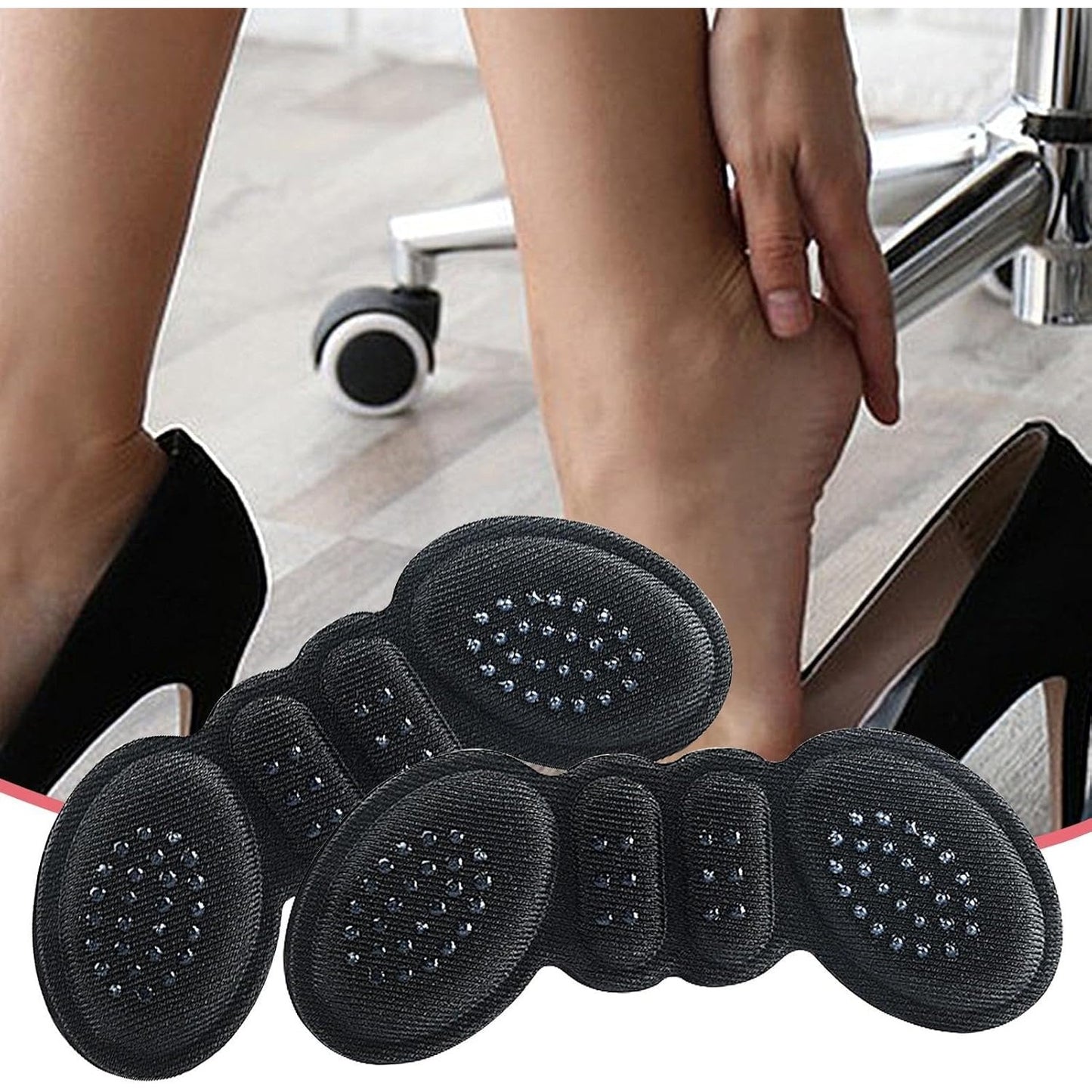 Set 2 Branturi cu Pernute pentru Calcai, Suport Interior pentru Incaltaminte, Marime Universala, Aderent pe Piele, Negru