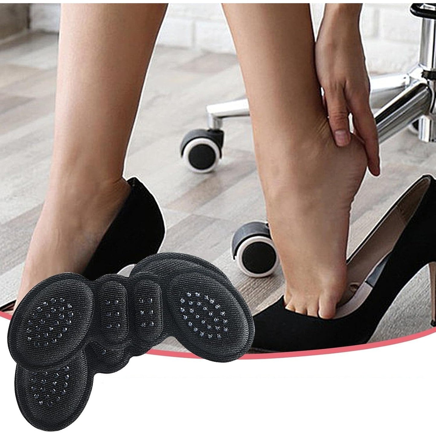 Set 2 Branturi cu Pernute pentru Calcai, Suport Interior pentru Incaltaminte, Marime Universala, Aderent pe Piele, Negru
