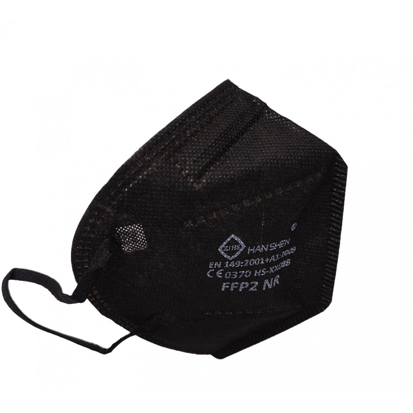 Set 2 bucati Masca de protectie faciala, de unica folosinta pentru adulti, FFP2, KN95 CE 0370, 5 straturi, nesterila, ambalaj individual, Negru