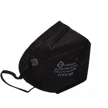 Set 2 bucati Masca de protectie faciala, de unica folosinta pentru adulti, FFP2, KN95 CE 0370, 5 straturi, nesterila, ambalaj individual, Negru