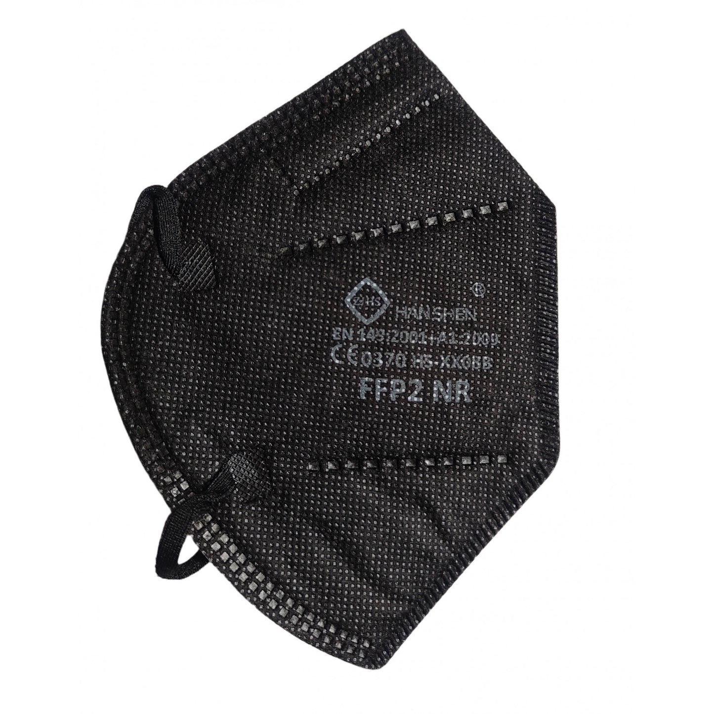 Set 2 bucati Masca de protectie faciala, de unica folosinta pentru adulti, FFP2, KN95 CE 0370, 5 straturi, nesterila, ambalaj individual, Negru