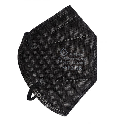 Set 2 bucati Masca de protectie faciala, de unica folosinta pentru adulti, FFP2, KN95 CE 0370, 5 straturi, nesterila, ambalaj individual, Negru