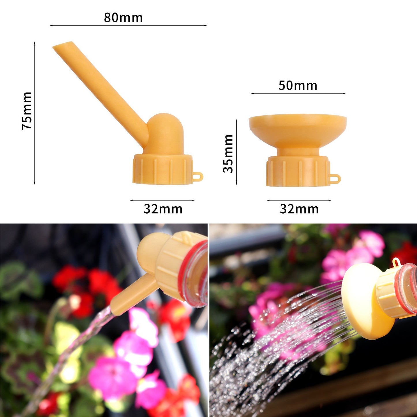Set 2 capace de sticla pentru irigat florile, stropitoare si teava, practic si usor de utilizat, portabil, reutilizabil, 8 x 7.5 cm, galben