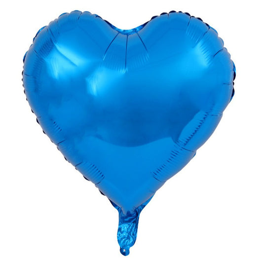 Set 3 Baloane din Folie Metalizata, Figurina Inima, Tema Ziua Indragostitilor, 45 cm, Ambalaj Individual, Pai Inclus, Umflare cu Aer sau Heliu, Albastru/Argintiu