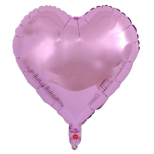 Set 3 Baloane din Folie Metalizata, Figurina Inima, Tema Ziua Indragostitilor, 45 cm, Ambalaj Individual, Pai Inclus, Umflare cu Aer sau Heliu, Roz