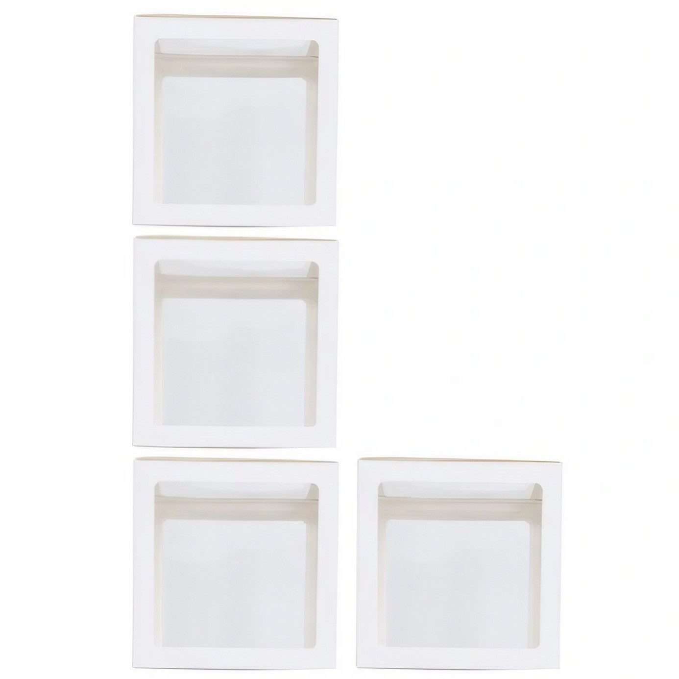 Set 4 Cutii pentru Baloane, Model Simplu, Tematica Aniversare, Cuburi Decorative din Plastic, Accesorii pentru Petrecere, 30 x30 cm, Transparente Contur Alb