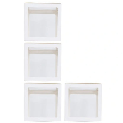 Set 4 Cutii pentru Baloane, Model Simplu, Tematica Aniversare, Cuburi Decorative din Plastic, Accesorii pentru Petrecere, 30 x30 cm, Transparente Contur Alb