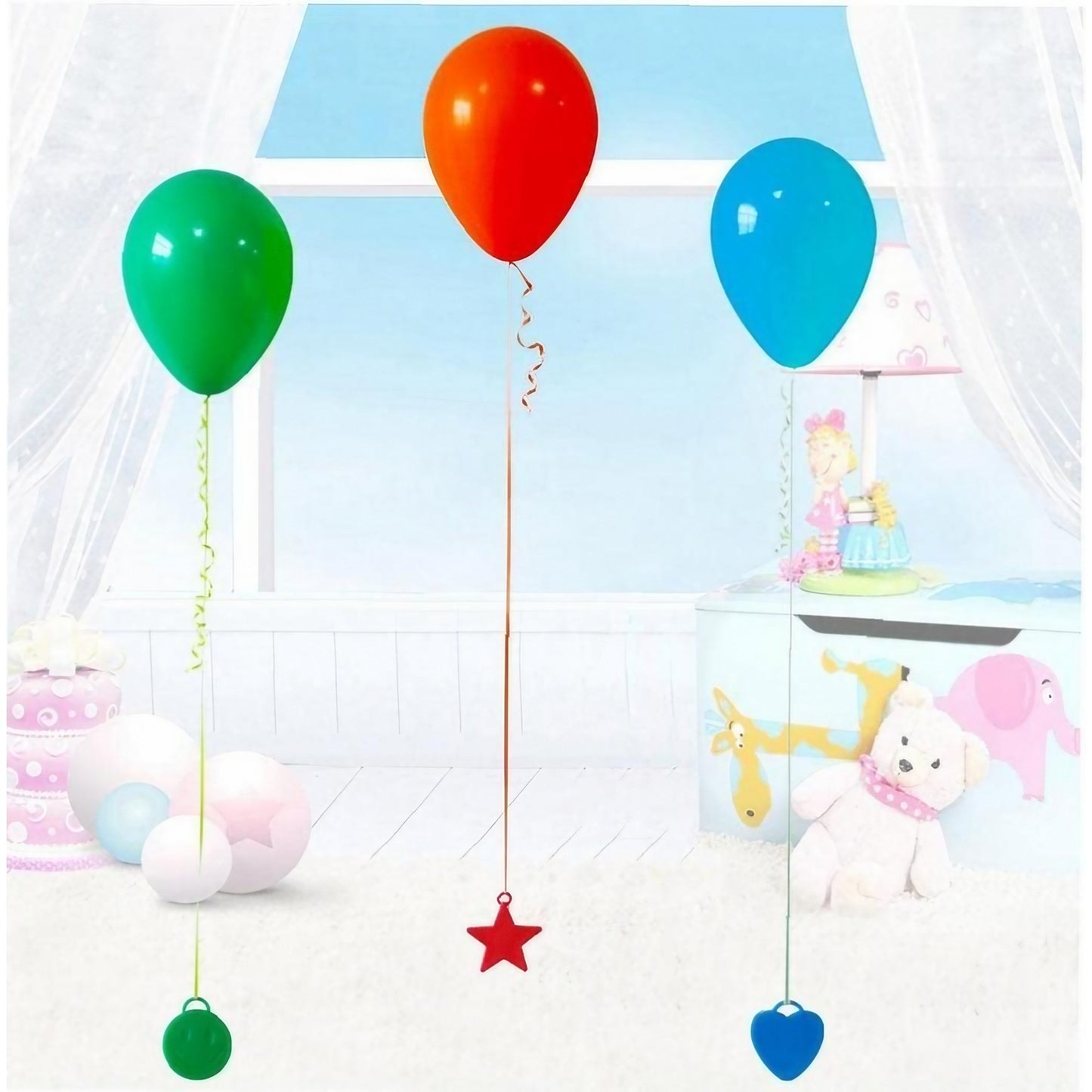 Set 4 Greutati pentru Baloanele cu Heliu, 32 grame, 8 grame Fiecare, Plastic, Forma Stelute, Multicolor