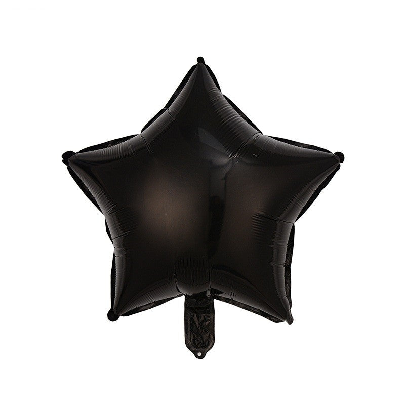 Set 5 Baloane din Folie Metalizata, Figurine, Tema Halloween, Pai Inclus, Ambalaj Individual, Umflare cu Aer sau Heliu, Figurina Craniu 50.5x74 cm, Stelute si Cerculete 45 cm, Alb-Negru
