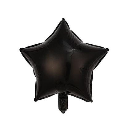 Set 5 Baloane din Folie Metalizata, Figurine, Tema Halloween, Pai Inclus, Ambalaj Individual, Umflare cu Aer sau Heliu, Figurina Craniu 50.5x74 cm, Stelute si Cerculete 45 cm, Alb-Negru