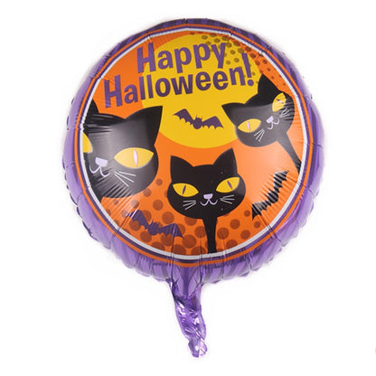Set 5 Baloane din Folie Metalizata, Figurine, Tema Halloween, Pai Inclus, Ambalaj Individual, Umflare cu Aer sau Heliu, Figurina Pisica 65x49 cm, Stelute si Cerculete 45 cm, Negru