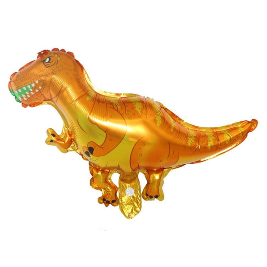 Set 5 Baloane Folie Metalizata, Figurine Dinozauri, 30 cm, Ambalaj Individual, Pai inclus, Umflare cu Aer sau Heliu, Multicolor