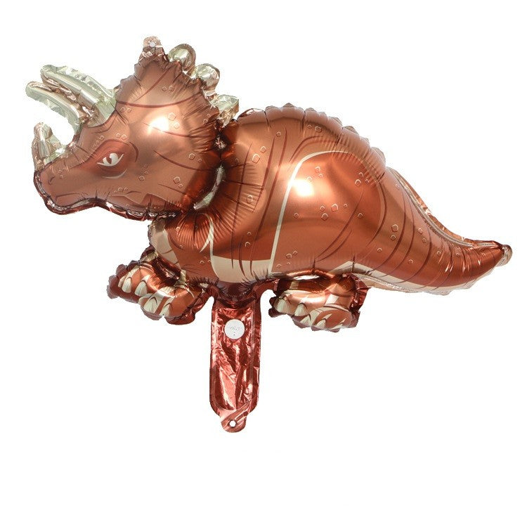 Set 5 Baloane Folie Metalizata, Figurine Dinozauri, 30 cm, Ambalaj Individual, Pai inclus, Umflare cu Aer sau Heliu, Multicolor