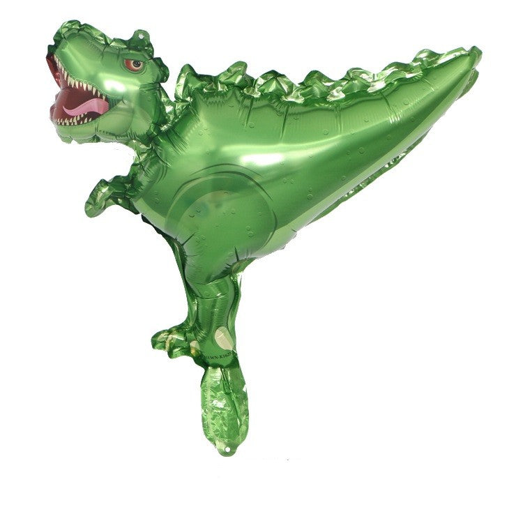 Set 5 Baloane Folie Metalizata, Figurine Dinozauri, 30 cm, Ambalaj Individual, Pai inclus, Umflare cu Aer sau Heliu, Multicolor