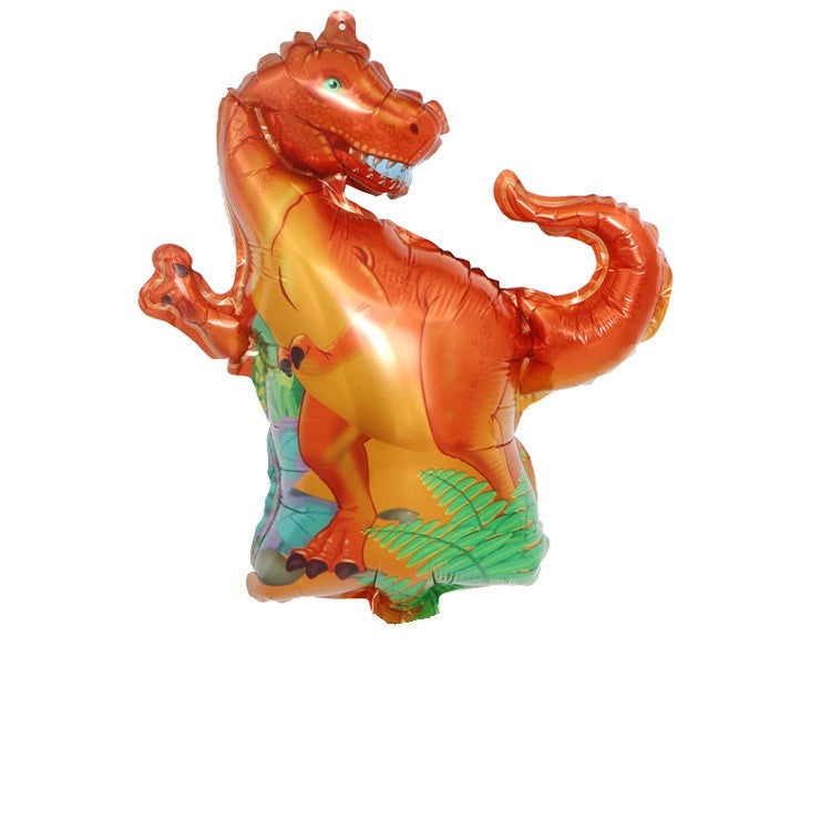 Set 5 Baloane Folie Metalizata, Figurine Dinozauri, 30 cm, Ambalaj Individual, Pai inclus, Umflare cu Aer sau Heliu, Multicolor