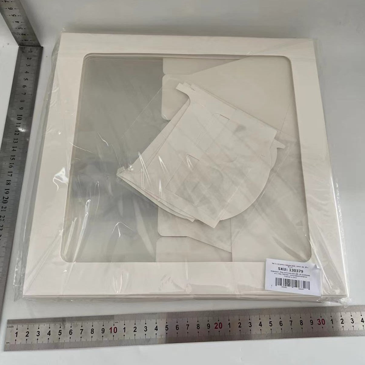Set 5 Cutii pentru Baloane, Model Scris Bride, Tematica Nunta, Cuburi Decorative din Plastic, Accesorii pentru Petrecere, 30 x30 cm, Transparente Contur Alb