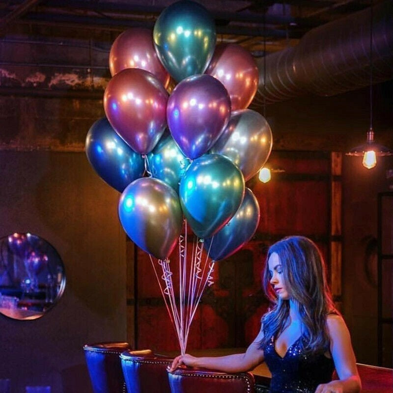 Set 50 Baloane din Latex Chrome, Model Party, 23 cm, Multicolor, 2.2 g