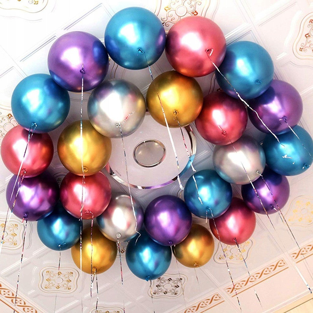 Set 50 Baloane din Latex Chrome, Model Party, 23 cm, Multicolor, 2.2 g
