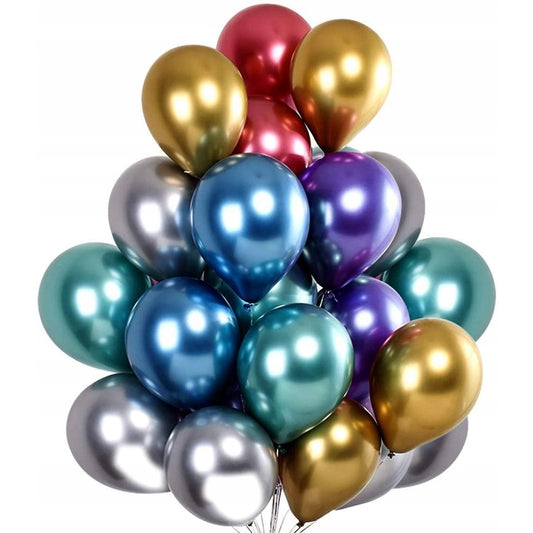 Set 50 Baloane din Latex Chrome, Model Party, 23 cm, Multicolor, 2.2 g