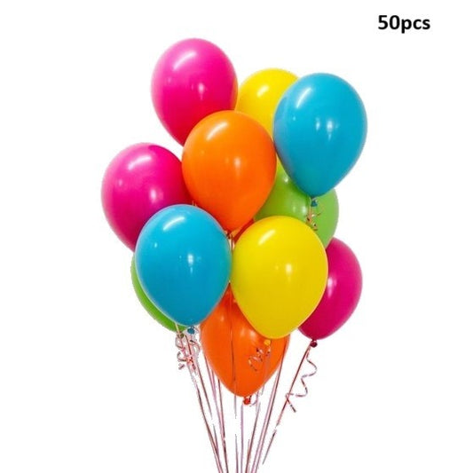 Set 50 Baloane din Latex Metalizate, Model Party, 30 cm, Multicolore, 2.4 g