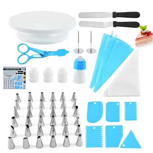 Set 55 Piese Ustensile pentru Ornare Prajituri, din Plastic si Otel Inoxidabil, Multicolor