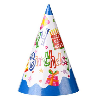 Set 6 Coifuri, Petrecere Copii, din Carton, 20 x 13.5 cm, Model 1 Happy Birthday, Multicolor