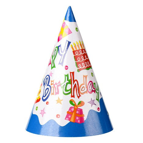 Set 6 Coifuri, Petrecere Copii, din Carton, 20 x 13.5 cm, Model 1 Happy Birthday, Multicolor
