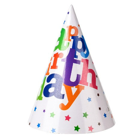 Set 6 Coifuri, Petrecere Copii, din Carton, 20 x 13.5 cm, Model 2 Happy Birthday, Multicolor