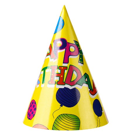 Set 6 Coifuri, Petrecere Copii, din Carton, 20 x 13.5 cm, Model 3 Happy Birthday, Multicolor