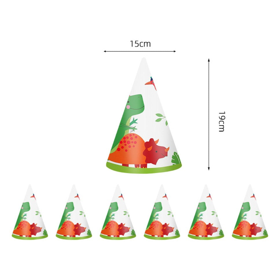 Set 6 Coifuri cu Dinozauri, Accesorii pentru Petrecere, Tematica Aniversare, 19x15 cm, Multicolor