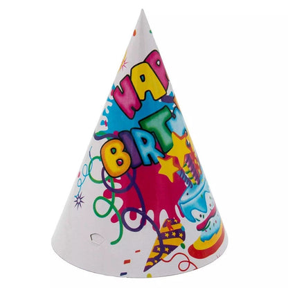 Set 6 Coifuri, Petrecere Copii, din Carton, 20 x 13.5 cm, Model 5 Happy Birthday, Multicolor