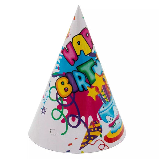 Set 6 Coifuri, Petrecere Copii, din Carton, 20 x 13.5 cm, Model 5 Happy Birthday, Multicolor