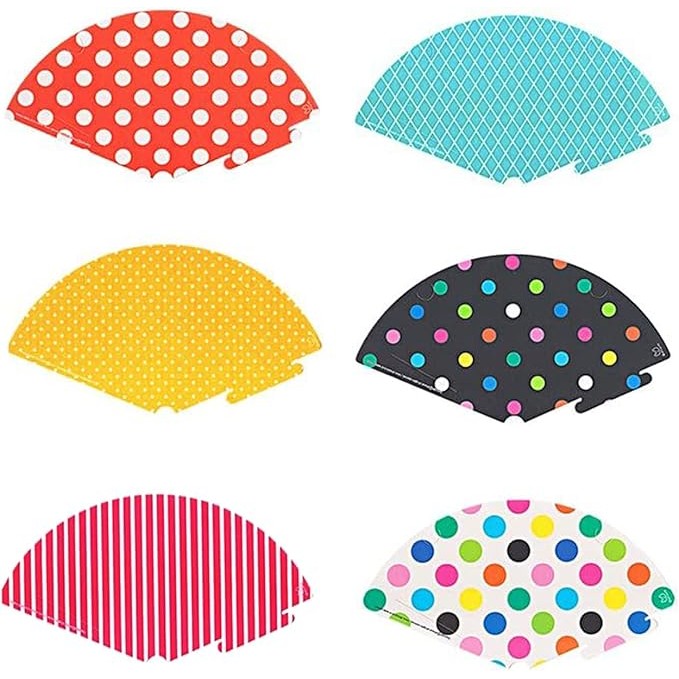 Set 6 Coifuri, Petrecere Copii, din Carton, 24 x 13.5 cm, Model cu Buline si Dungi, Multicolor
