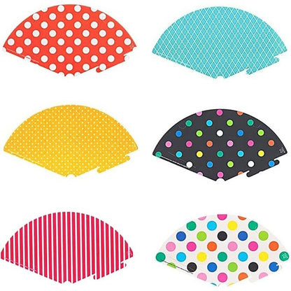 Set 6 Coifuri, Petrecere Copii, din Carton, 24 x 13.5 cm, Model cu Buline si Dungi, Multicolor