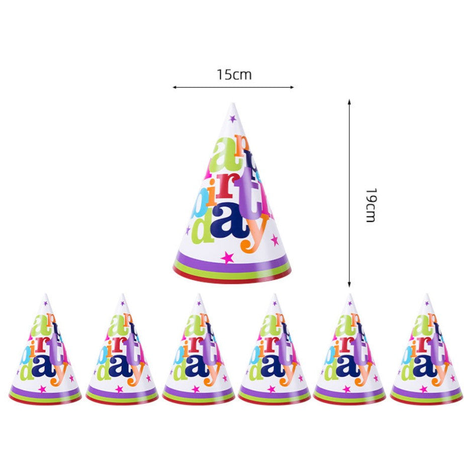 Set 6 Coifuri Happy Birthday, pentru Petrecere, Tematica Aniversare, 19x15 cm, Multicolor