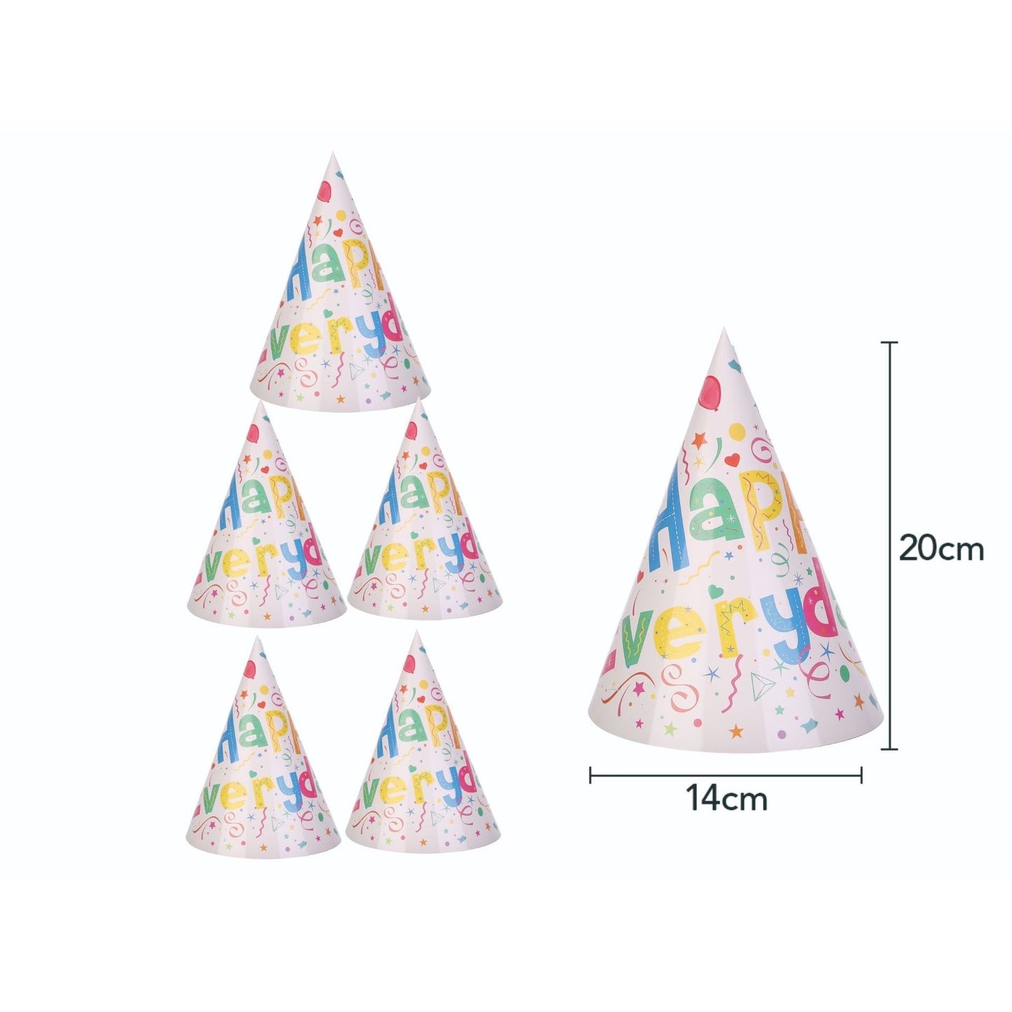 Set 6 Coifuri Happy Everyday, pentru Petrecere, 20x14 cm, Multicolor