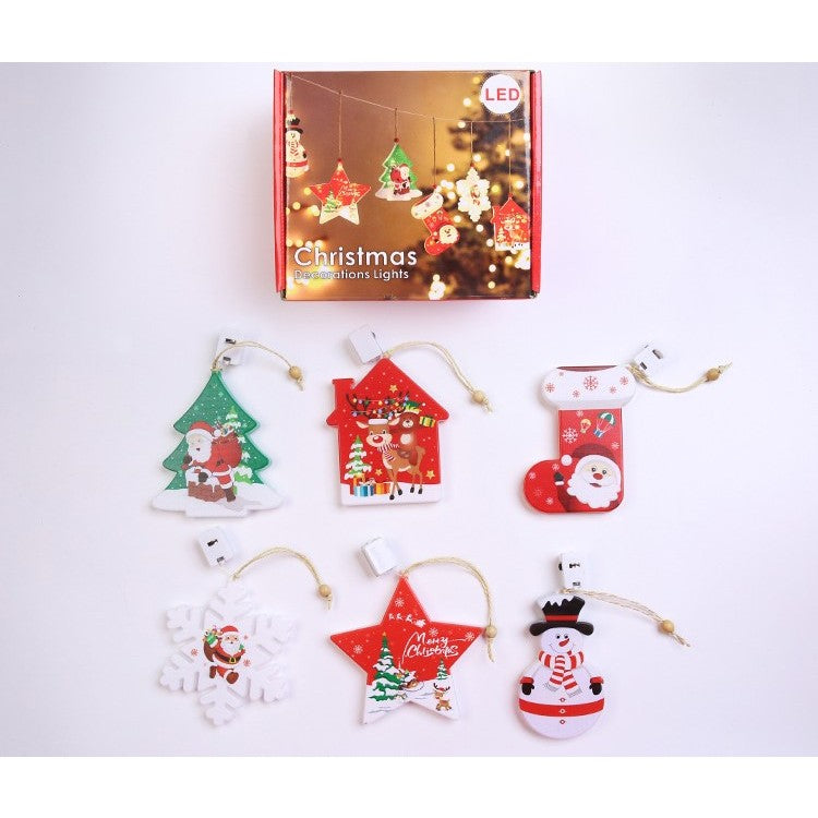 Set 6 decoratiuni de Craciun luminoase