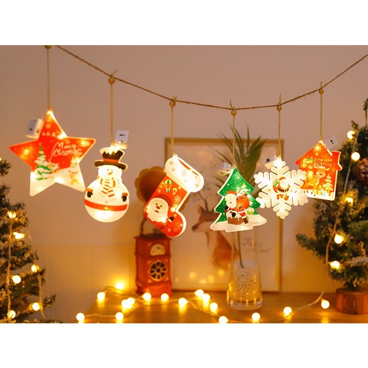 Set 6 decoratiuni de Craciun luminoase