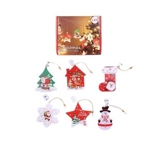 Set 6 decoratiuni de Craciun luminoase