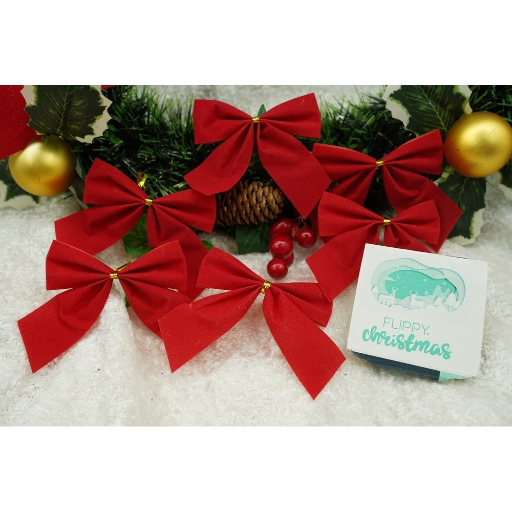 Set 6 fundite pentru brad, Rosii, clasice , 7 x 8 cm, din poliester