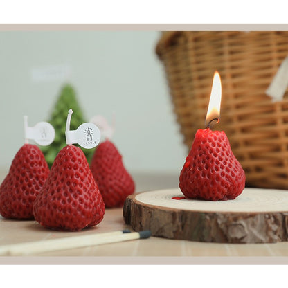 Set 6 Lumanari Parfumate, Model Capsunici, Ardere 30 min, 78g, 6.3 x 9.3 x 3.8 cm, Rosu
