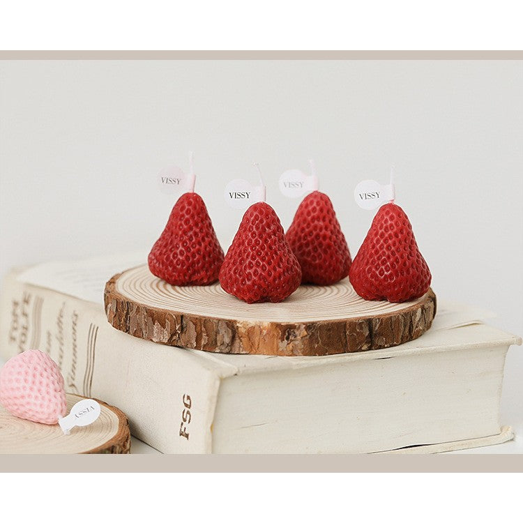 Set 6 Lumanari Parfumate, Model Capsunici, Ardere 30 min, 78g, 6.3 x 9.3 x 3.8 cm, Rosu