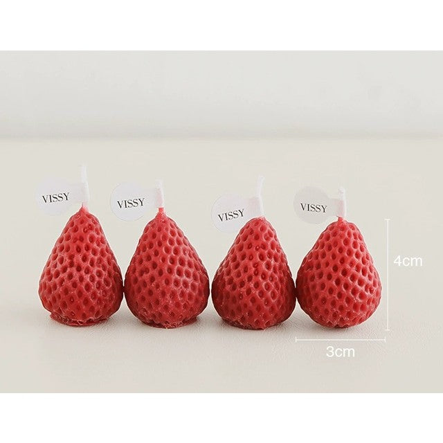 Set 6 Lumanari Parfumate, Model Capsunici, Ardere 30 min, 78g, 6.3 x 9.3 x 3.8 cm, Rosu