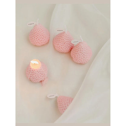 Set 6 Lumanari Parfumate, Model Capsunici, Ardere 30 min, 78g, 6.3 x 9.3 x 3.8 cm, Roz