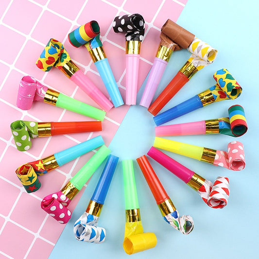 Set 6 Suflatori, pentru Petrecere, Tematica Aniversare, 8 cm, Multicolore cu Imprimeu