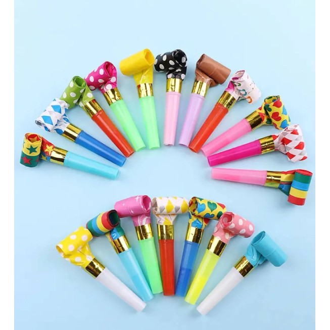 Set 6 Suflatori, pentru Petrecere, Tematica Aniversare, 8 cm, Multicolore cu Imprimeu